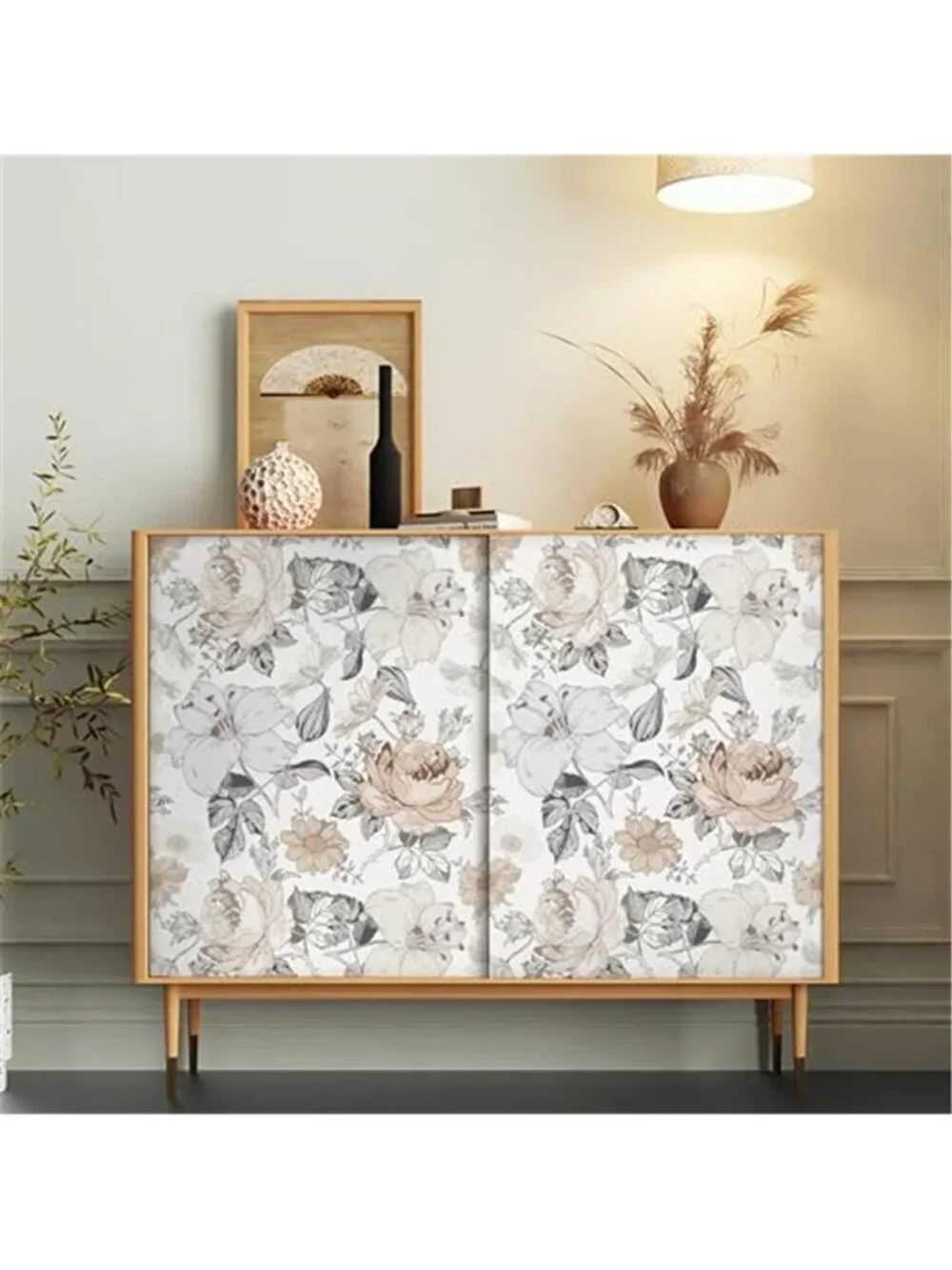 Floral Peel Stick Wallpaper Farmhouse Removable Vinyl Contact Paper Beige White